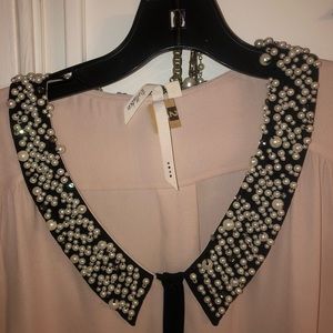 Bellatrix blouse with pearl/rhinestone collar